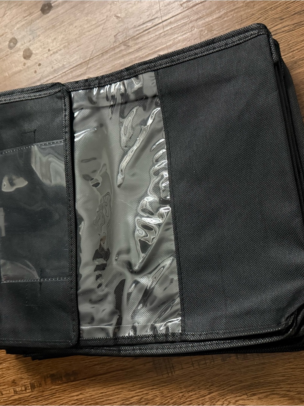 6 items- Black Organizer with Clear Plastic Pockets